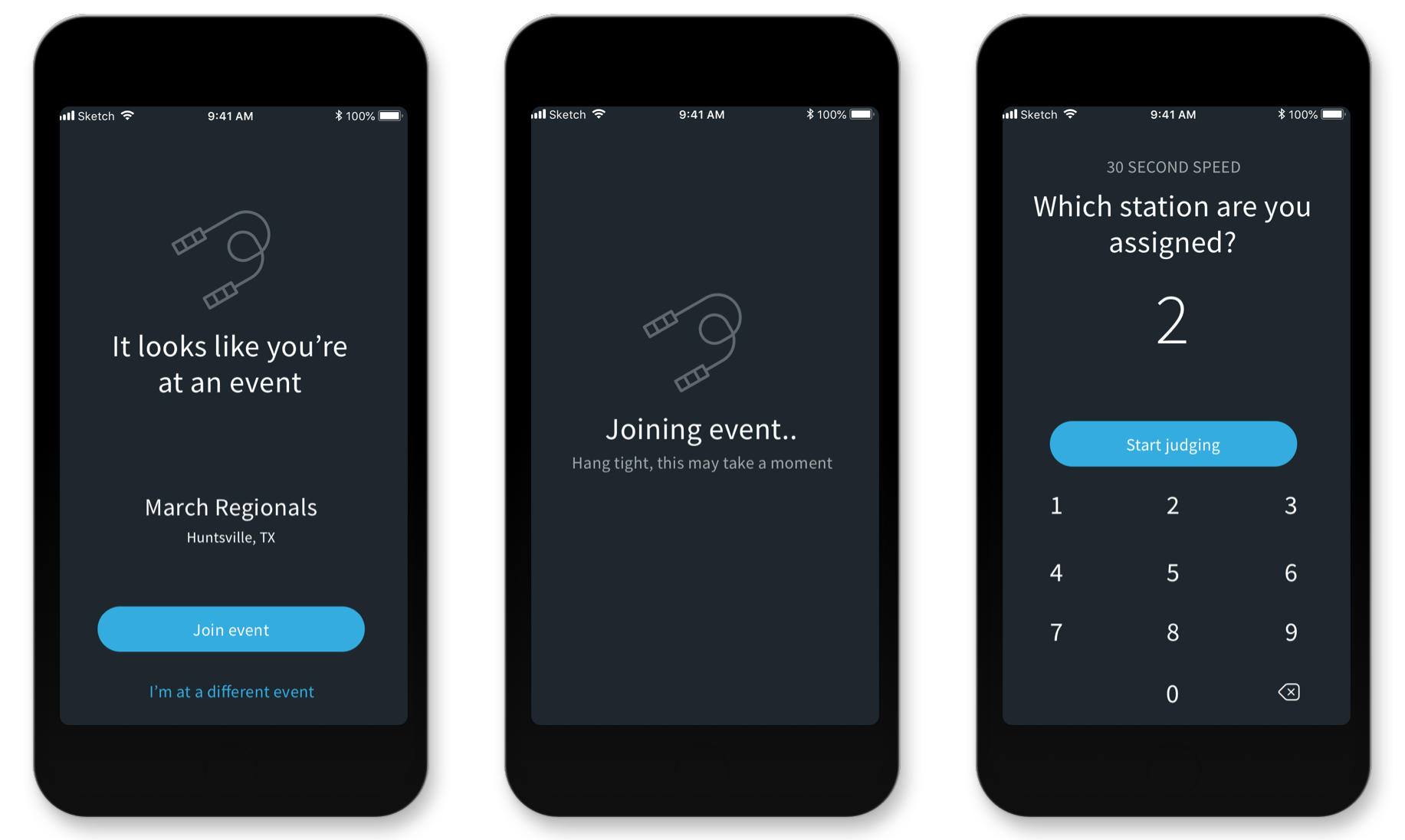 Event joining screens